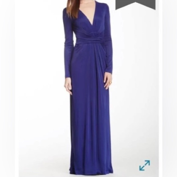 Bcbgmaxazria Pearl Jersey Long Sleeve Wrap Maxi Dress Royal Blue - Picture 1 of 14